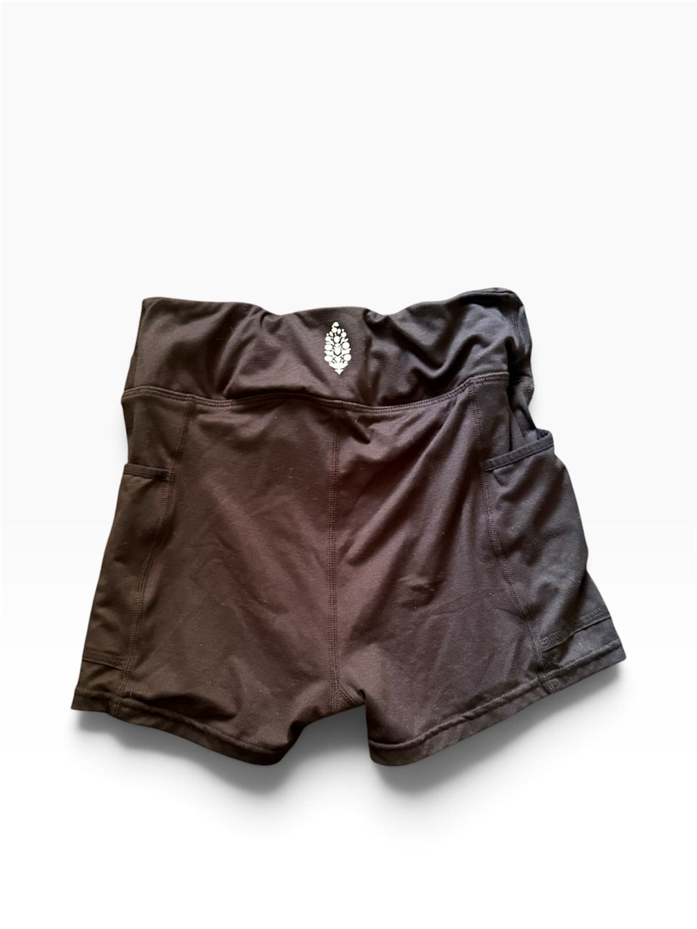 Free People Black High-Waist Bike Shorts with Subtle Logo